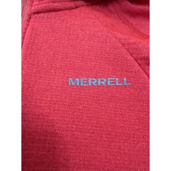 Merrell Select Wick Full Zip Hoodie Womens XL Coral Red Waffle Fleece Jacket - Picture 3 of 10